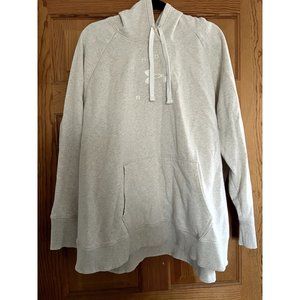 Under Armour Womens 3X Rival Fleece Logo Hoodie Ivory Heather Rounded Edges